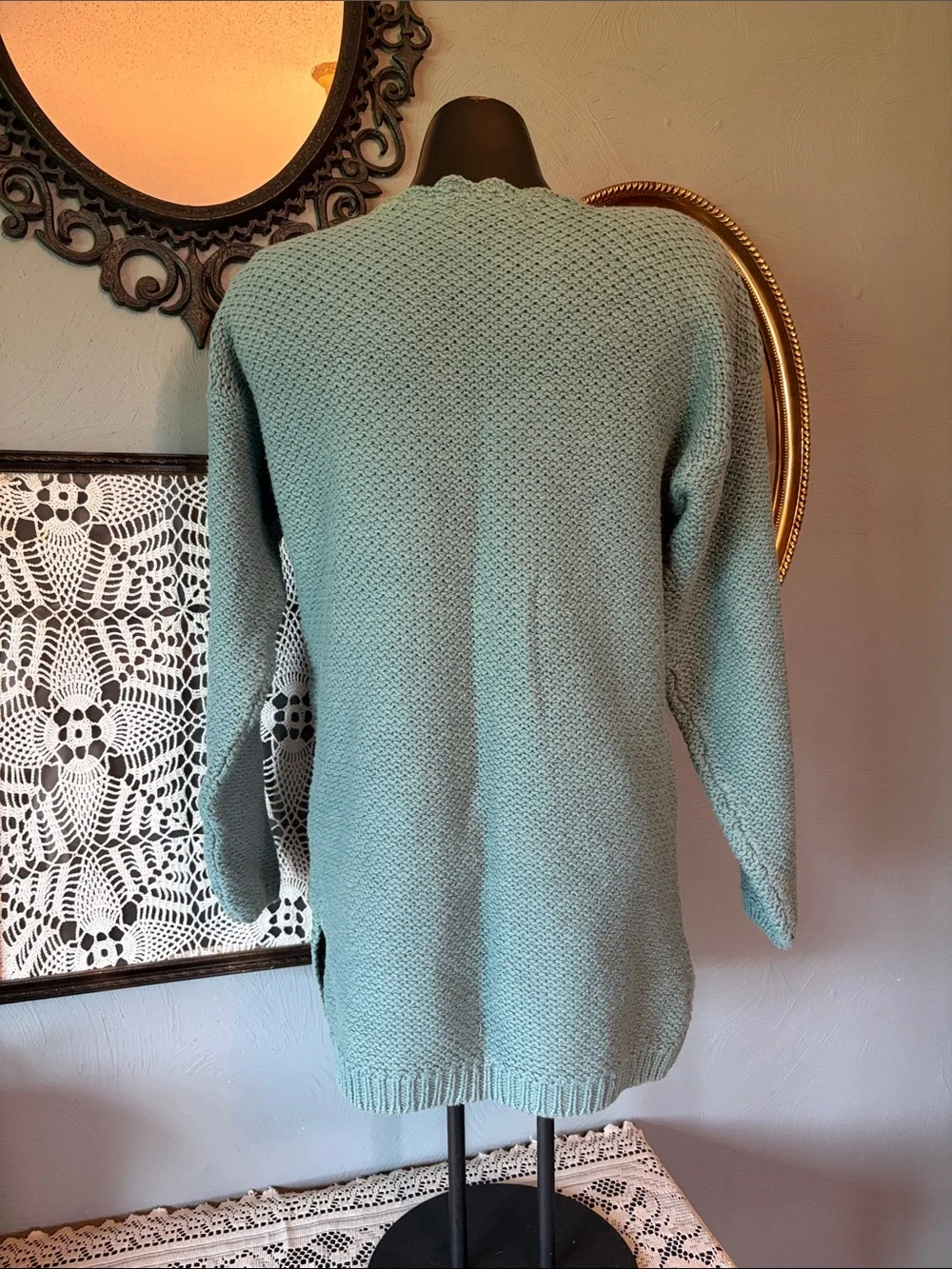 Classic 1990’s Maggie Lawrence Cable Knit Pullover Sweater - Sage Green